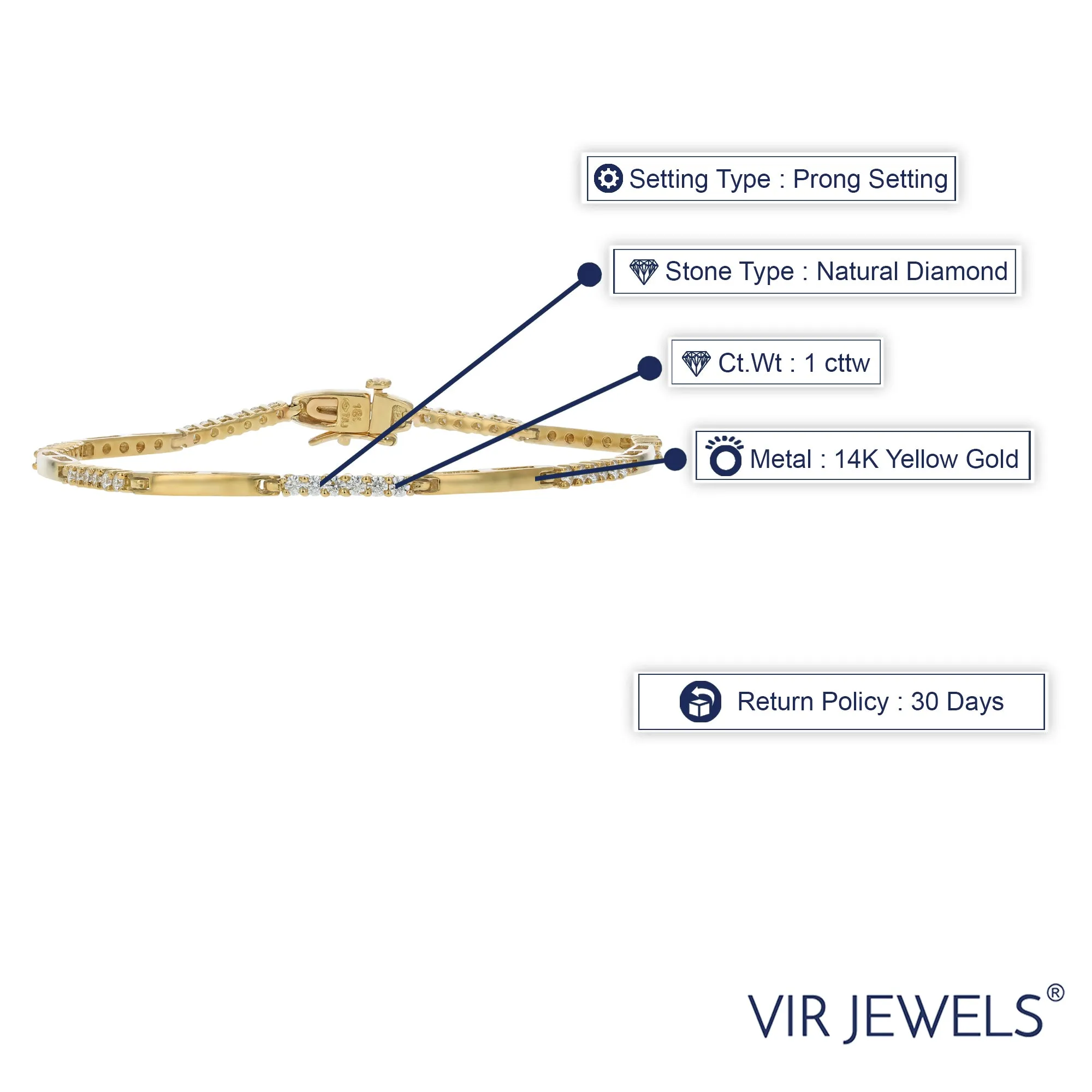1 cttw Diamond Two Tone Tennis Bracelets in 14K Yellow Gold