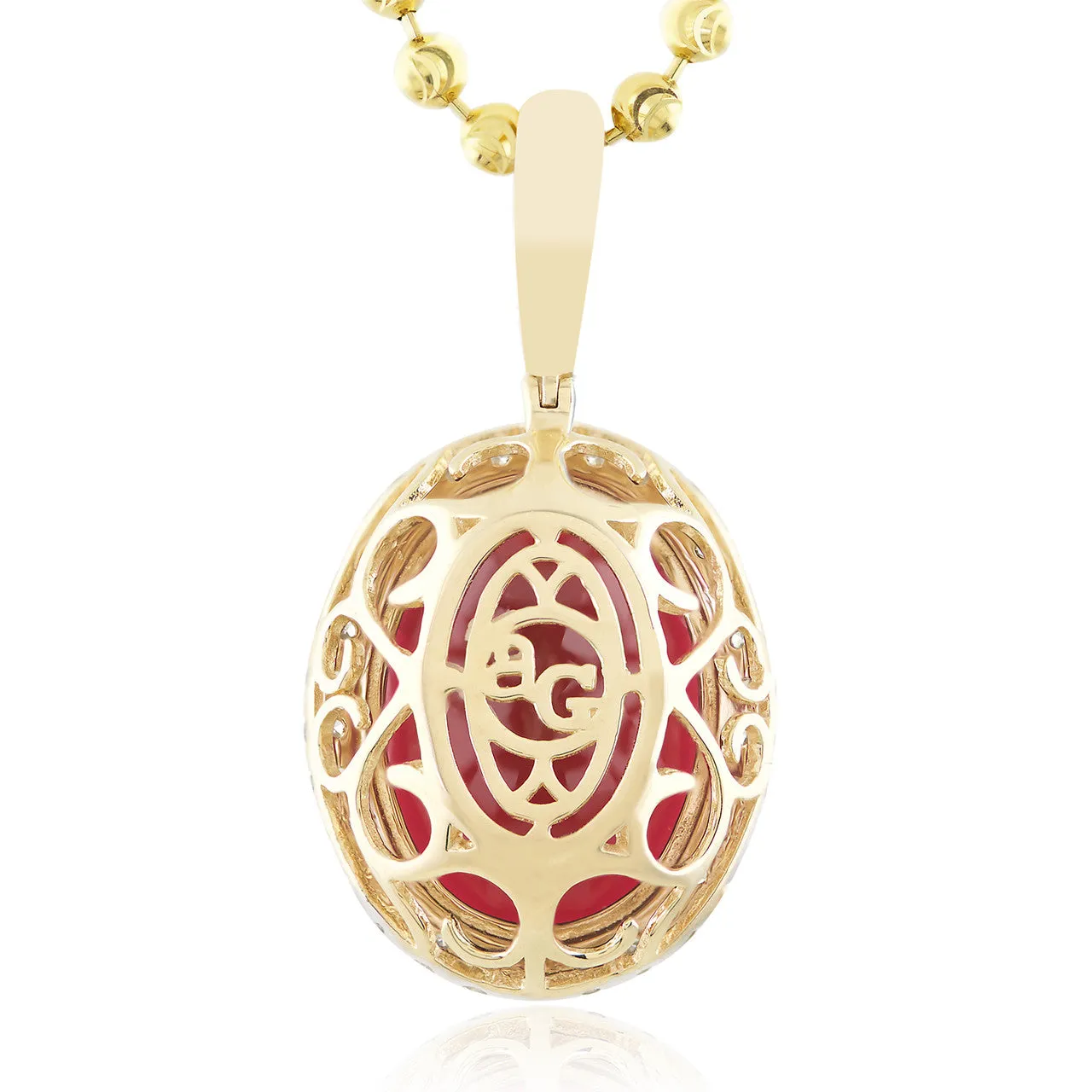 10k Yellow Gold 1.15ct Diamond Oval Ruby Pendant