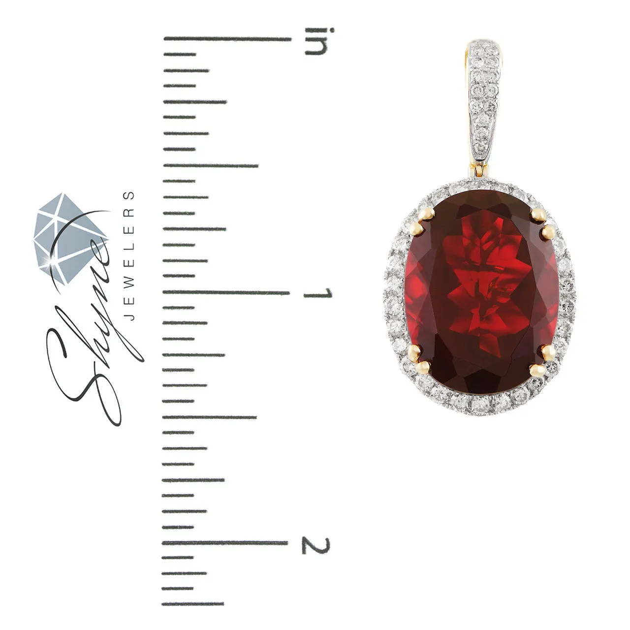 10k Yellow Gold 1.15ct Diamond Oval Ruby Pendant