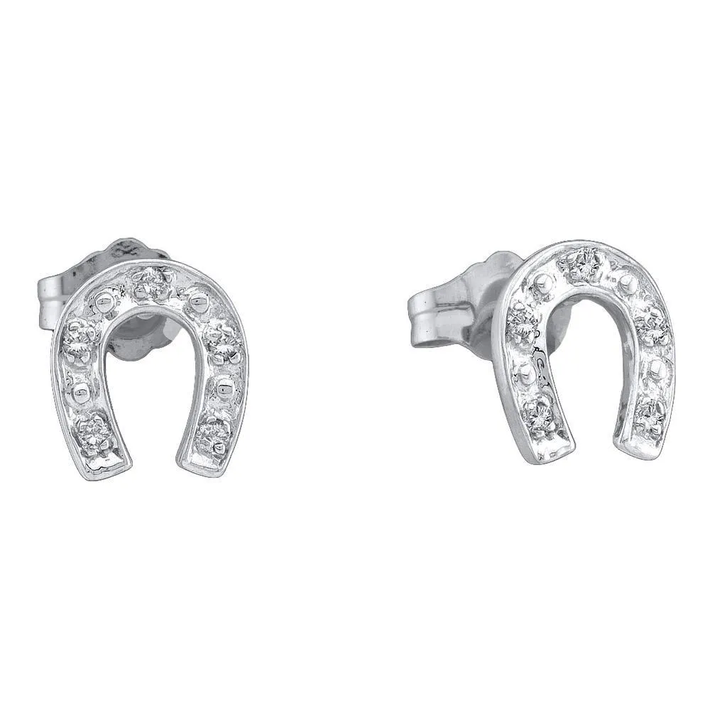 10kt White Gold Diamond Horseshoe Earrings: Timeless Elegance and Sparkle