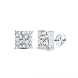 10kt White Gold Square Diamond Earrings - Timeless Elegance