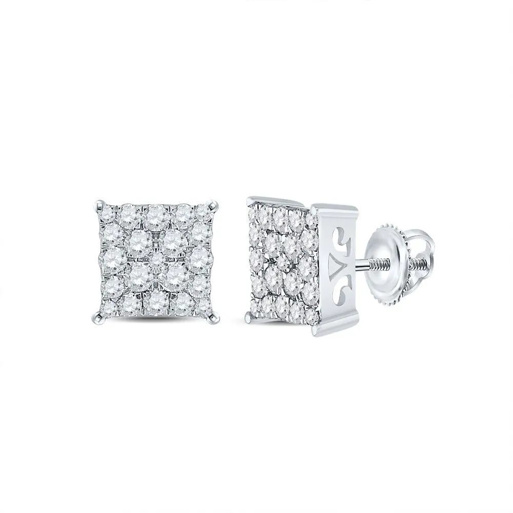10kt White Gold Square Diamond Earrings - Timeless Elegance