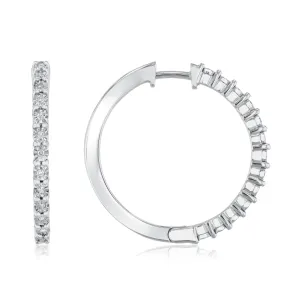 1/10ctw Diamond Sterling Silver Hoop Earrings 20mm