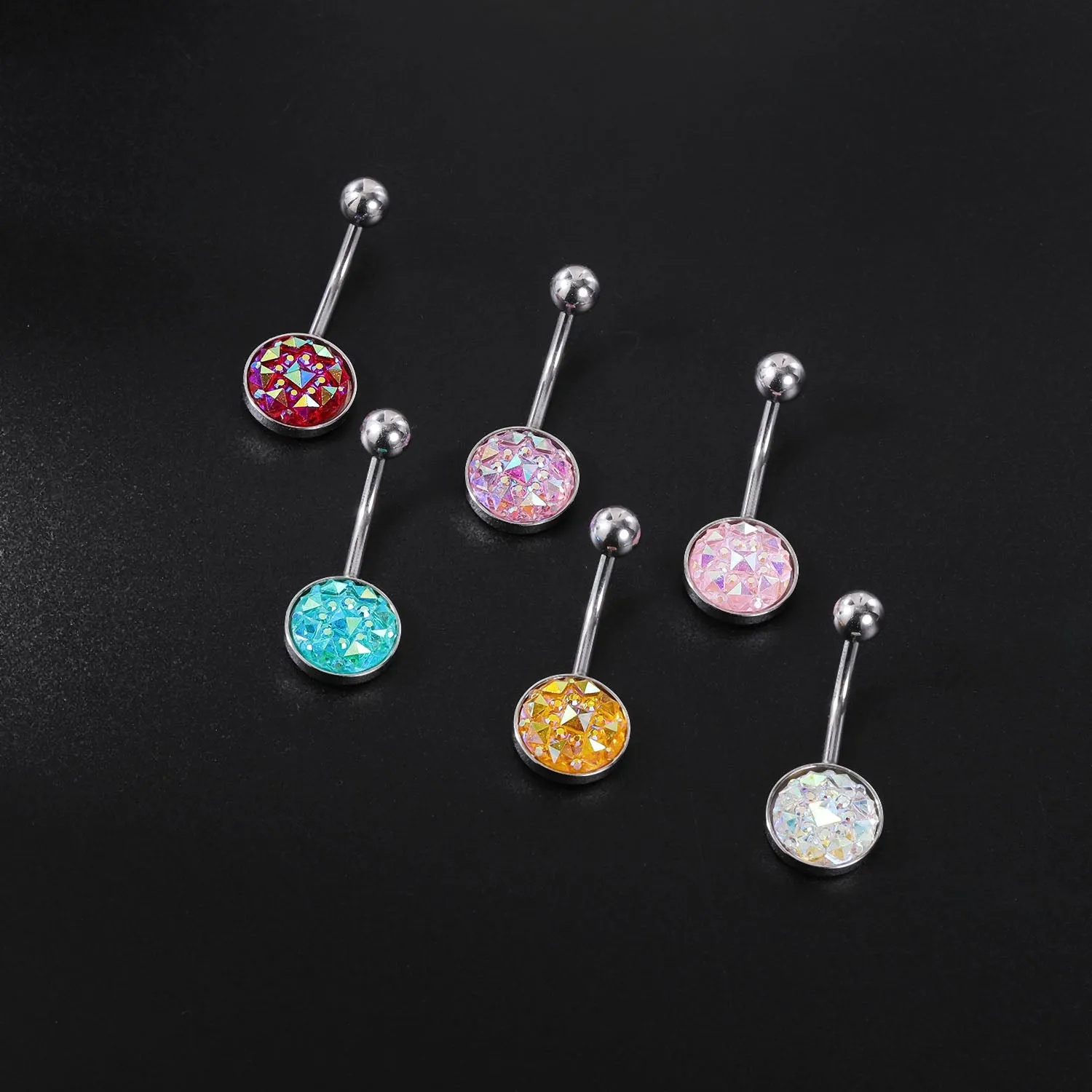 14g Colorful Sequin Belly Button Rings Banana Belly Navel Piercing Jewelry