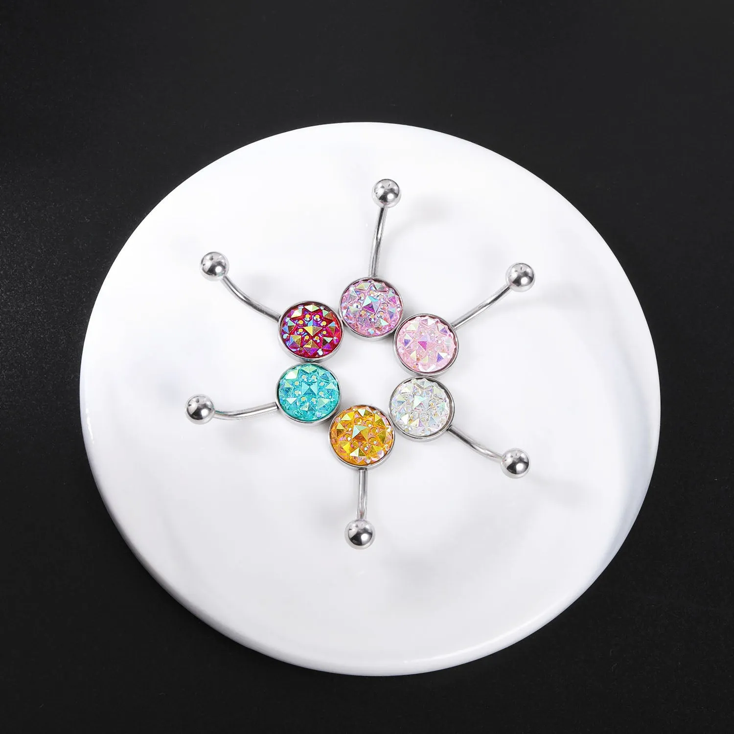 14g Colorful Sequin Belly Button Rings Banana Belly Navel Piercing Jewelry