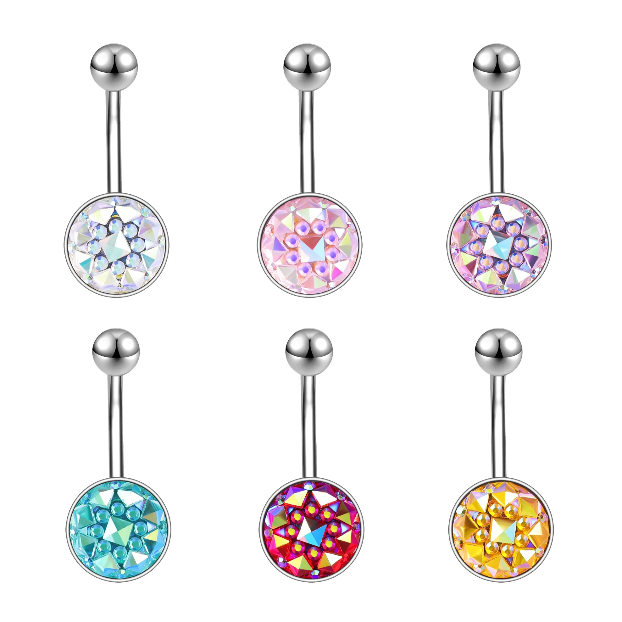 14g Colorful Sequin Belly Button Rings Banana Belly Navel Piercing Jewelry