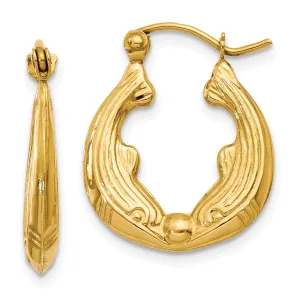 14K Gold Dolphin Hoop Earrings with Polished Finish for Women