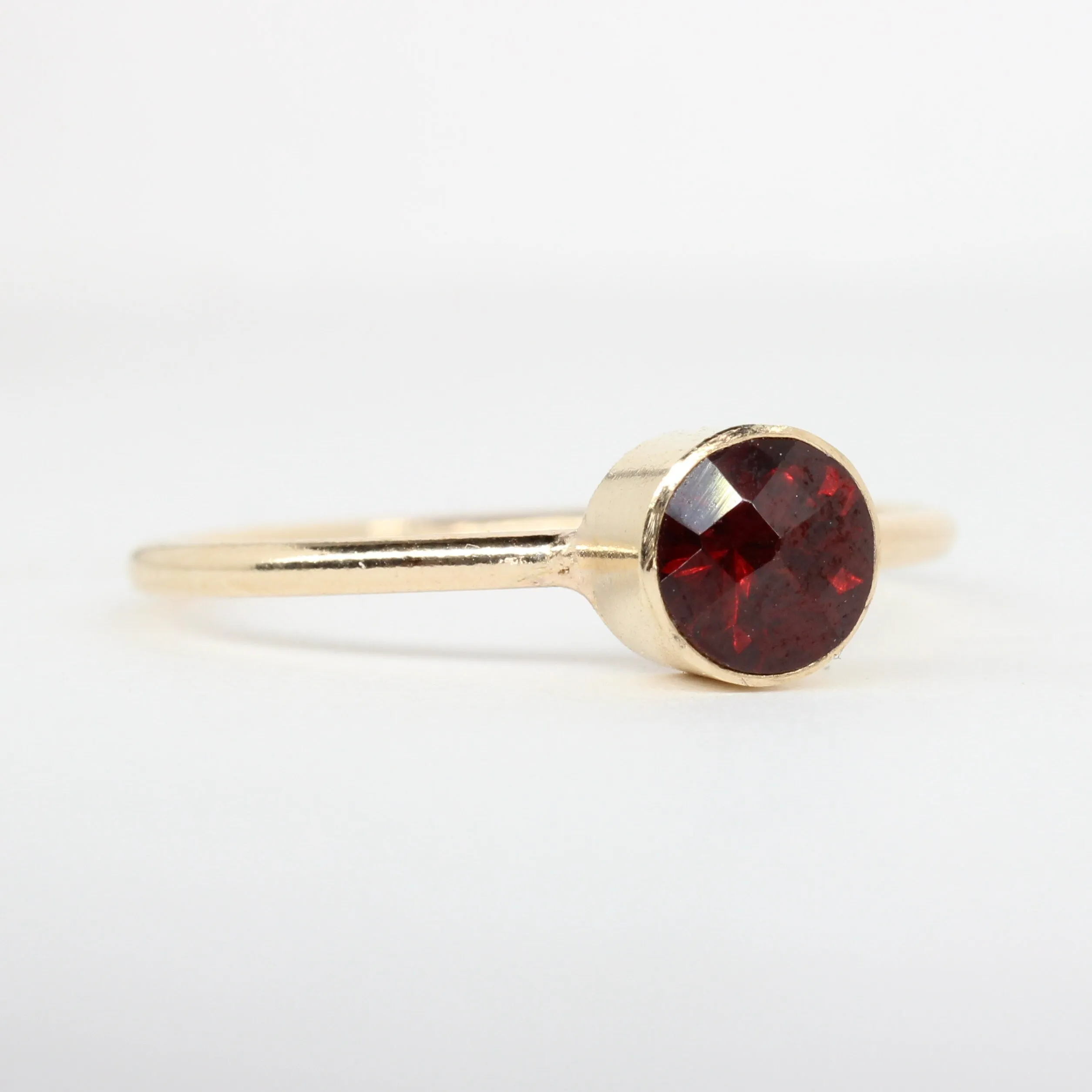 14K Gold Filled Garnet Stacking Ring // 5mm Faceted January Birthstone