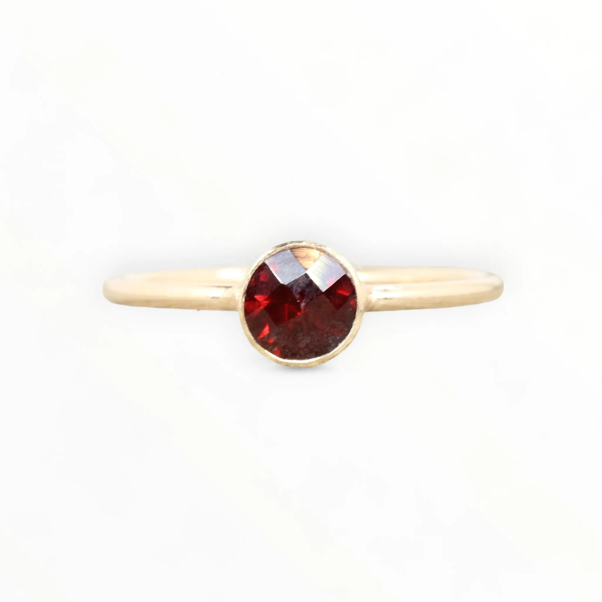 14K Gold Filled Garnet Stacking Ring // 5mm Faceted January Birthstone