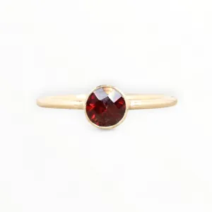 14K Gold Filled Garnet Stacking Ring // 5mm Faceted January Birthstone