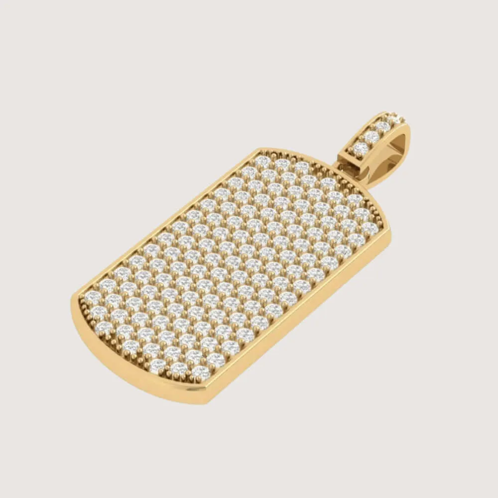 14k Gold Fully Iced Diamond Dog Tag Pendant