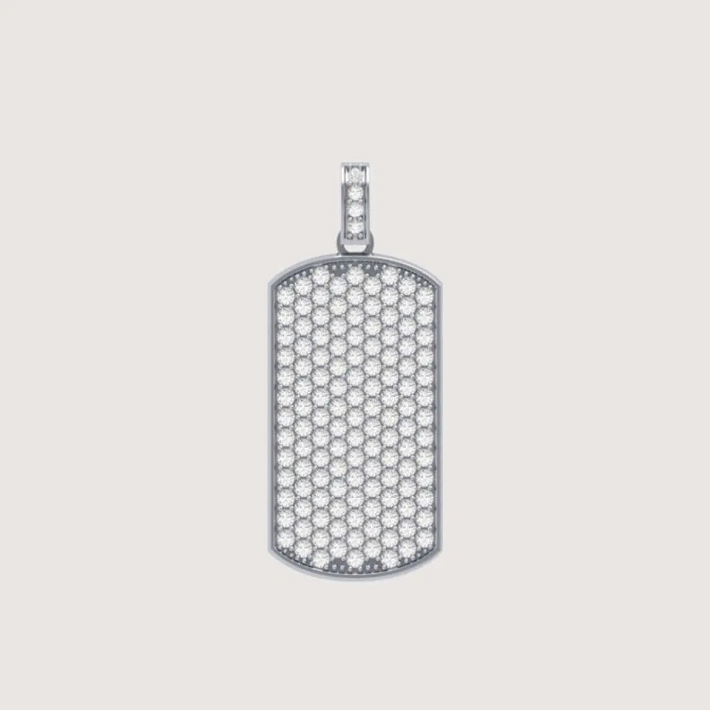 14k Gold Fully Iced Diamond Dog Tag Pendant