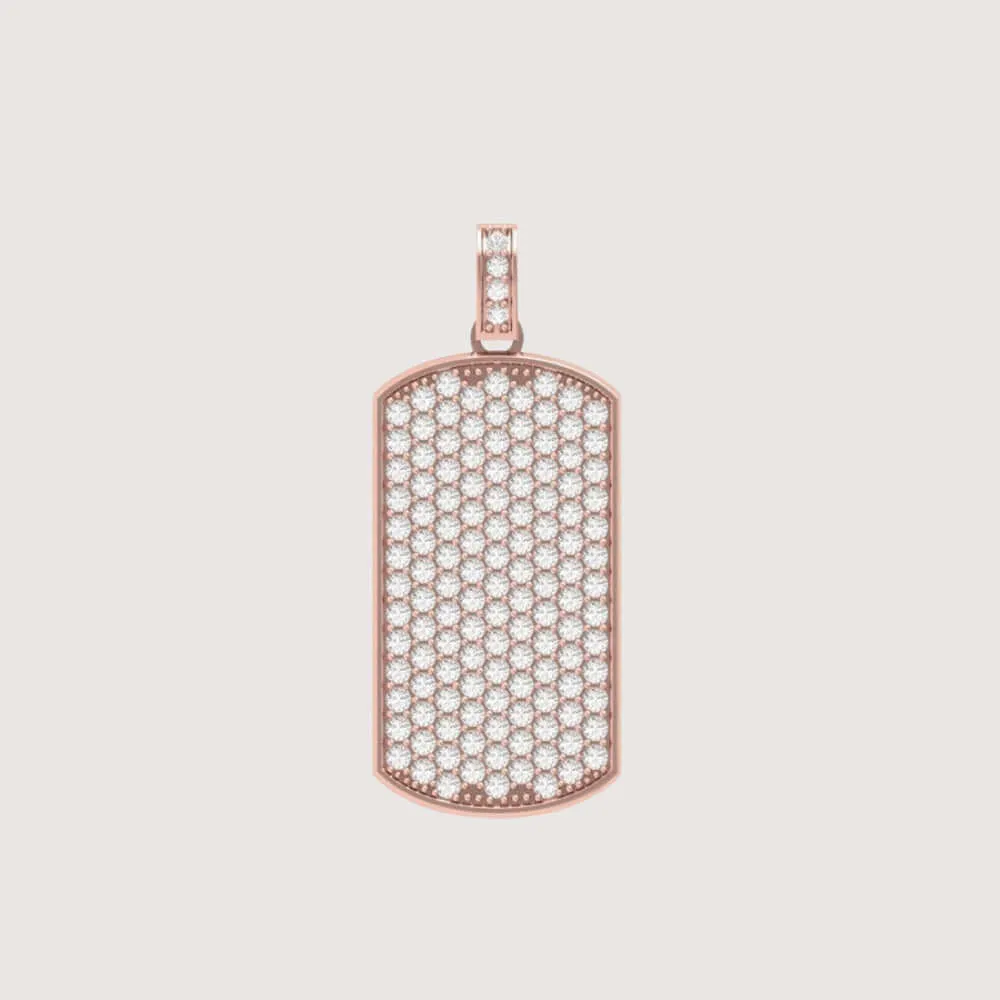 14k Gold Fully Iced Diamond Dog Tag Pendant