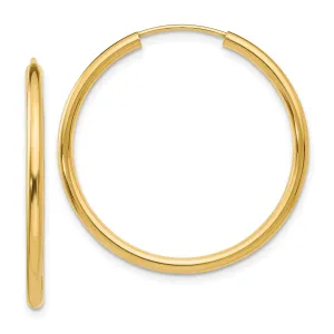 14K Gold Polished Endless Hoop Earrings 30mm Timeless Style for Women
