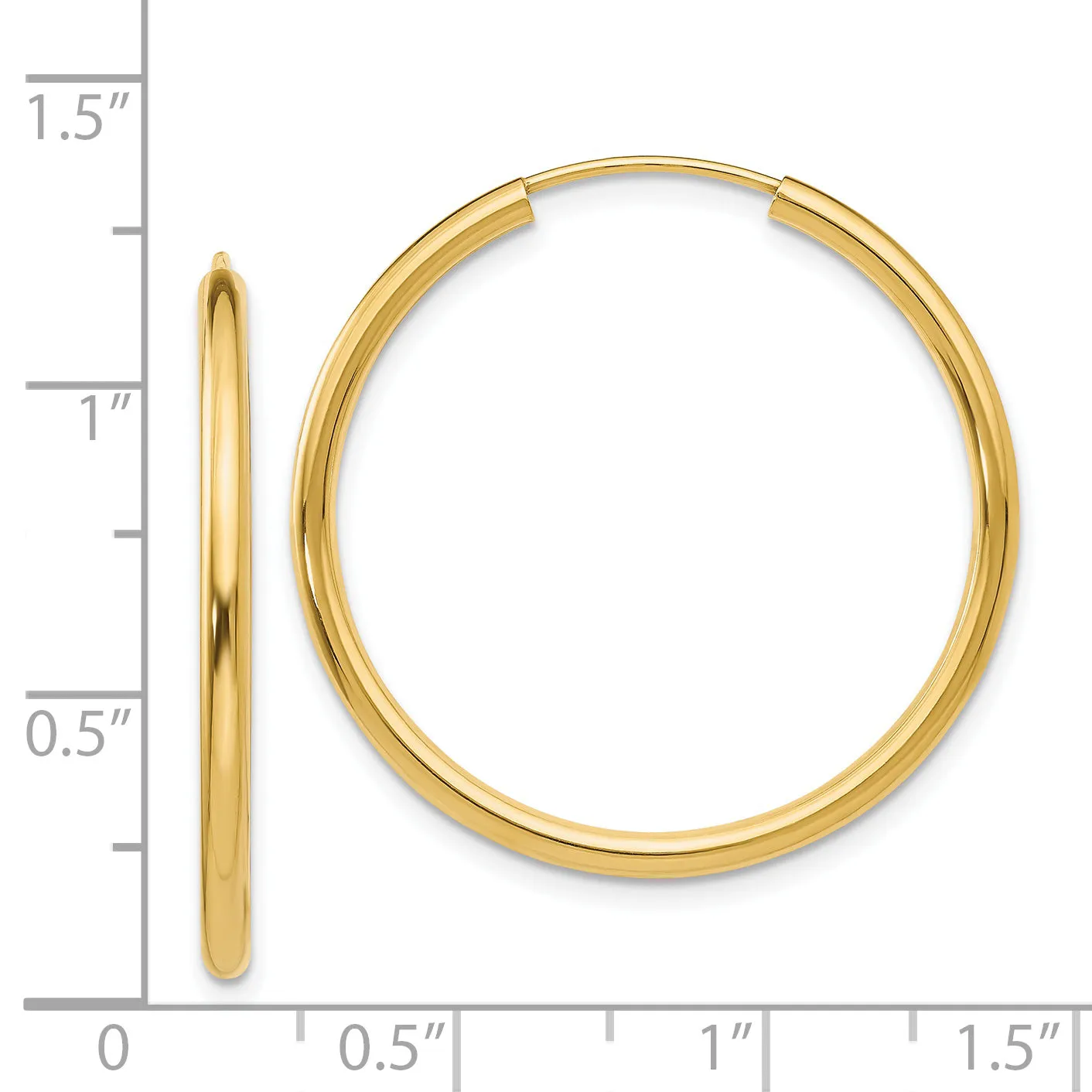 14K Gold Polished Endless Hoop Earrings 30mm Timeless Style for Women