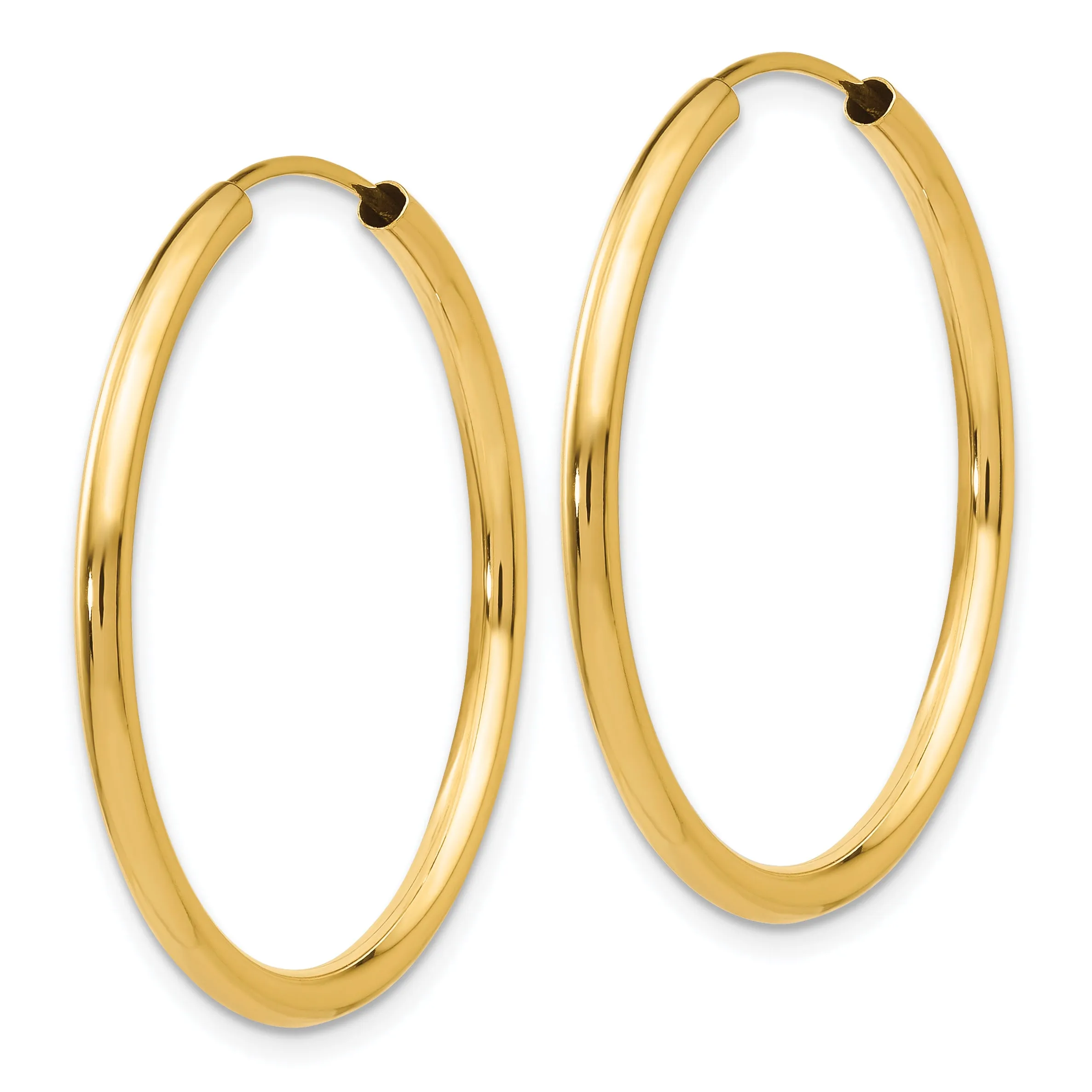 14K Gold Polished Endless Hoop Earrings 30mm Timeless Style for Women