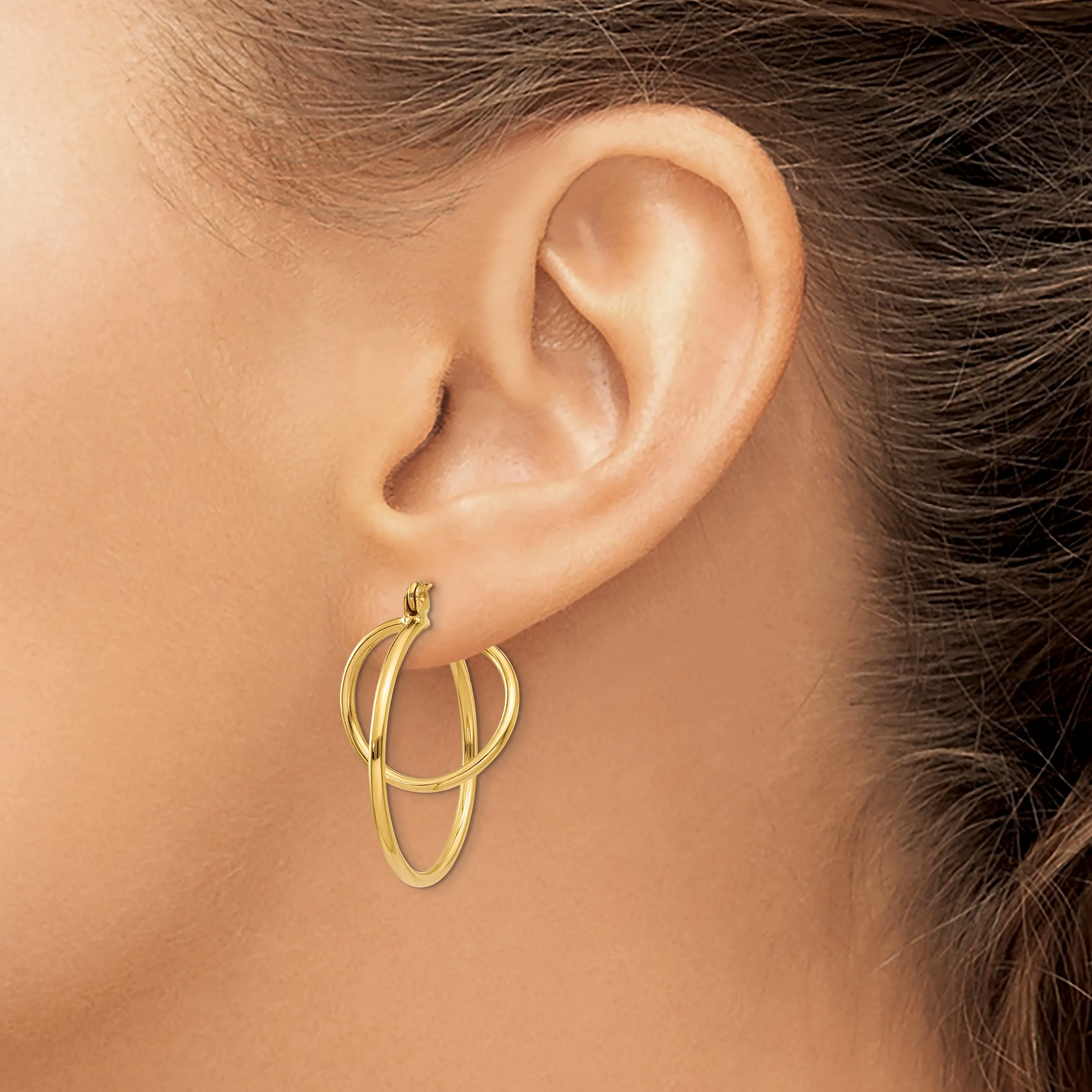 14K Gold Polished Hoop Earrings for Women Elegant and Timeless Style
