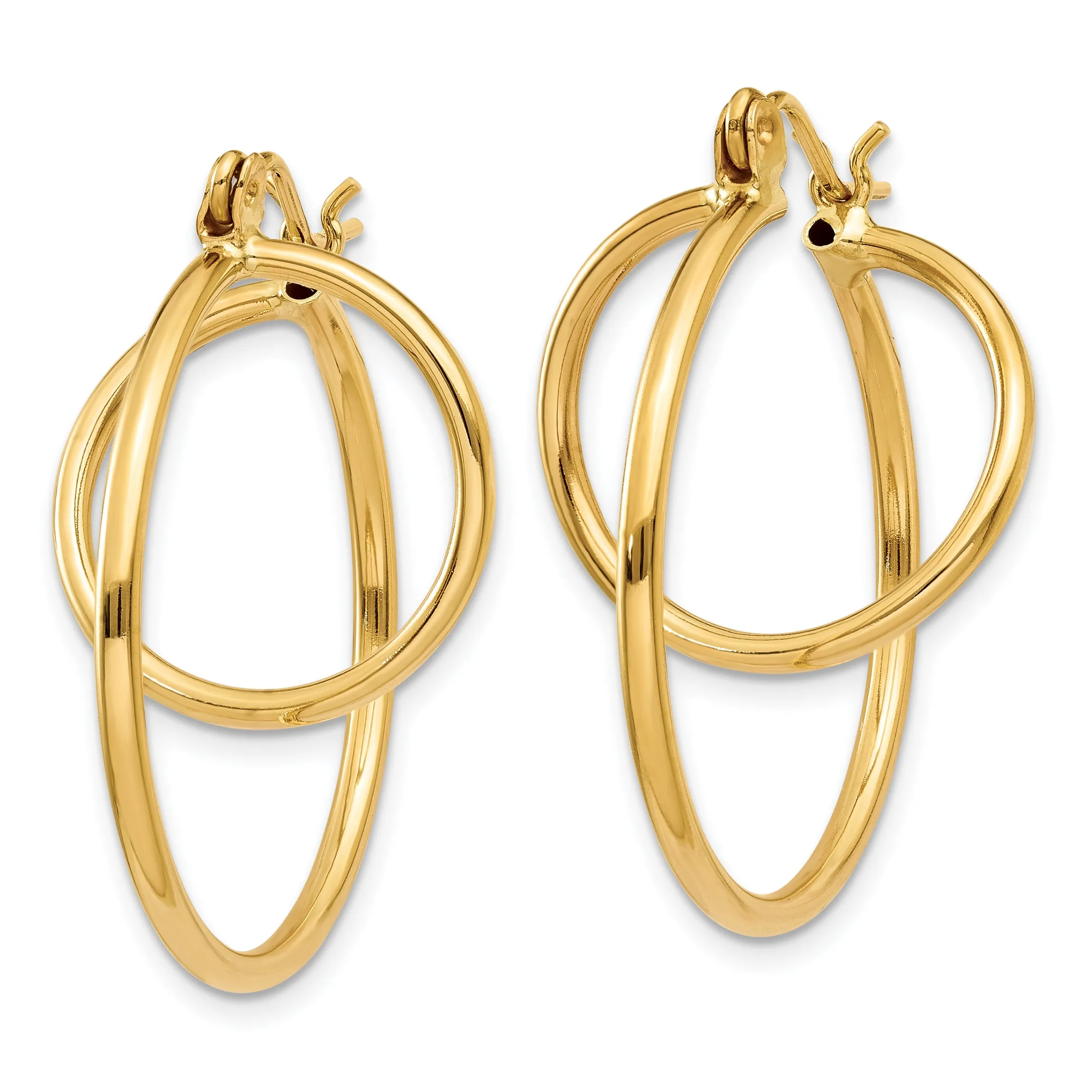 14K Gold Polished Hoop Earrings for Women Elegant and Timeless Style