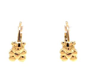 14k Italian Teddy Bear Drop Earrings