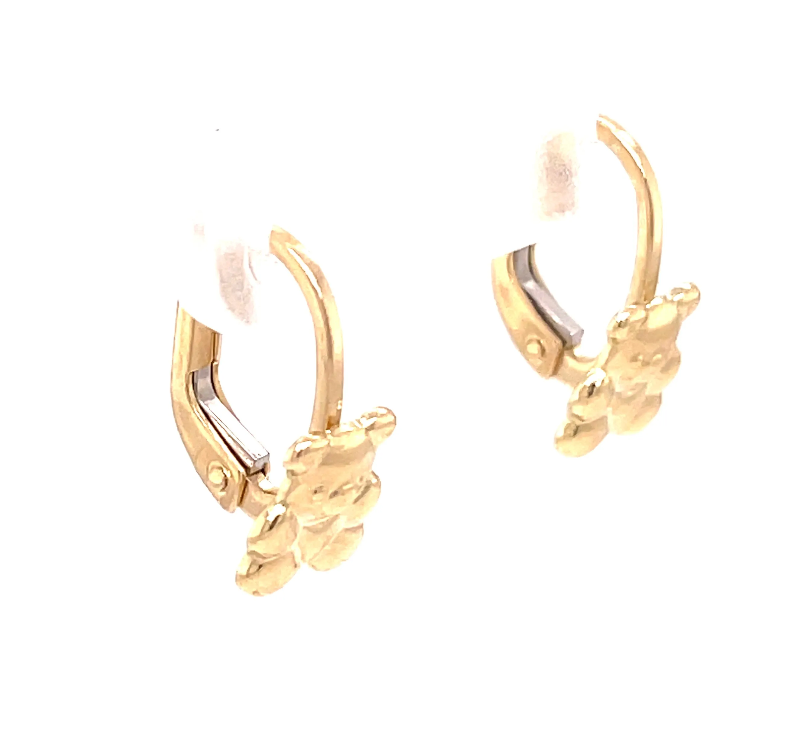 14k Italian Teddy Bear Drop Earrings
