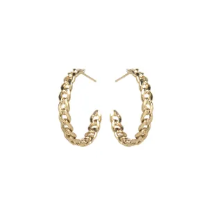 14k Medium Curb Chain Hoops