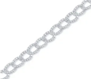 14K White Gold Diamond Oval Link Bracelet