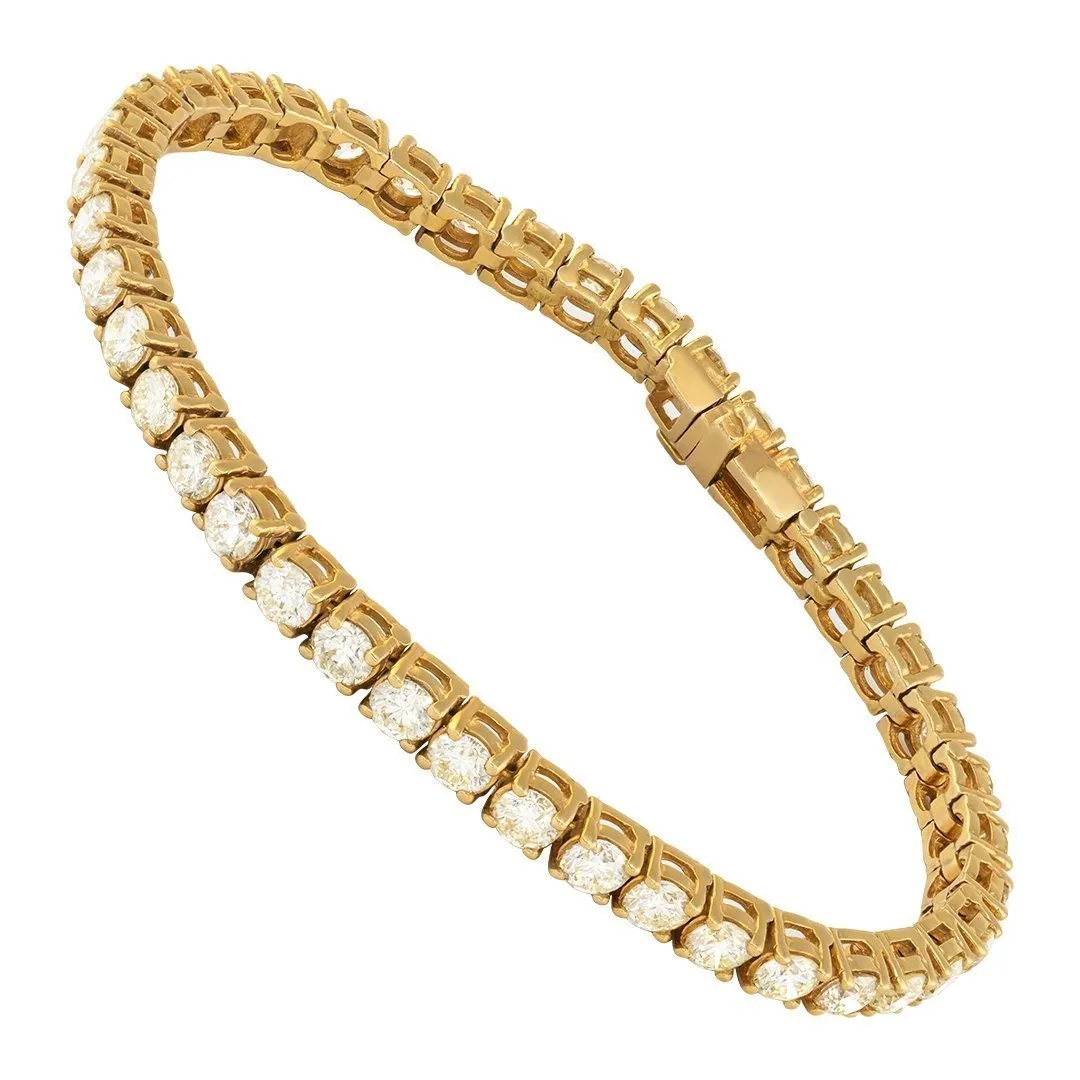 14k Yellow Gold Diamond Tennis Bracelet 4.5 mm 10.75 Ctw