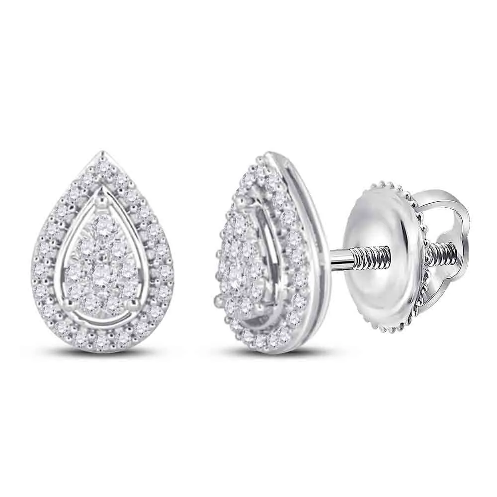 14kt Diamond Teardrop Earrings - Timeless Elegance in White Gold