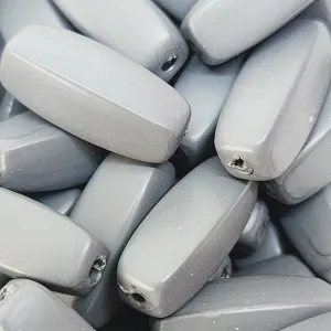17x7mm Rectangle Tube (50) - Dark Grey - Pottery Look Lucite Beads - Matte