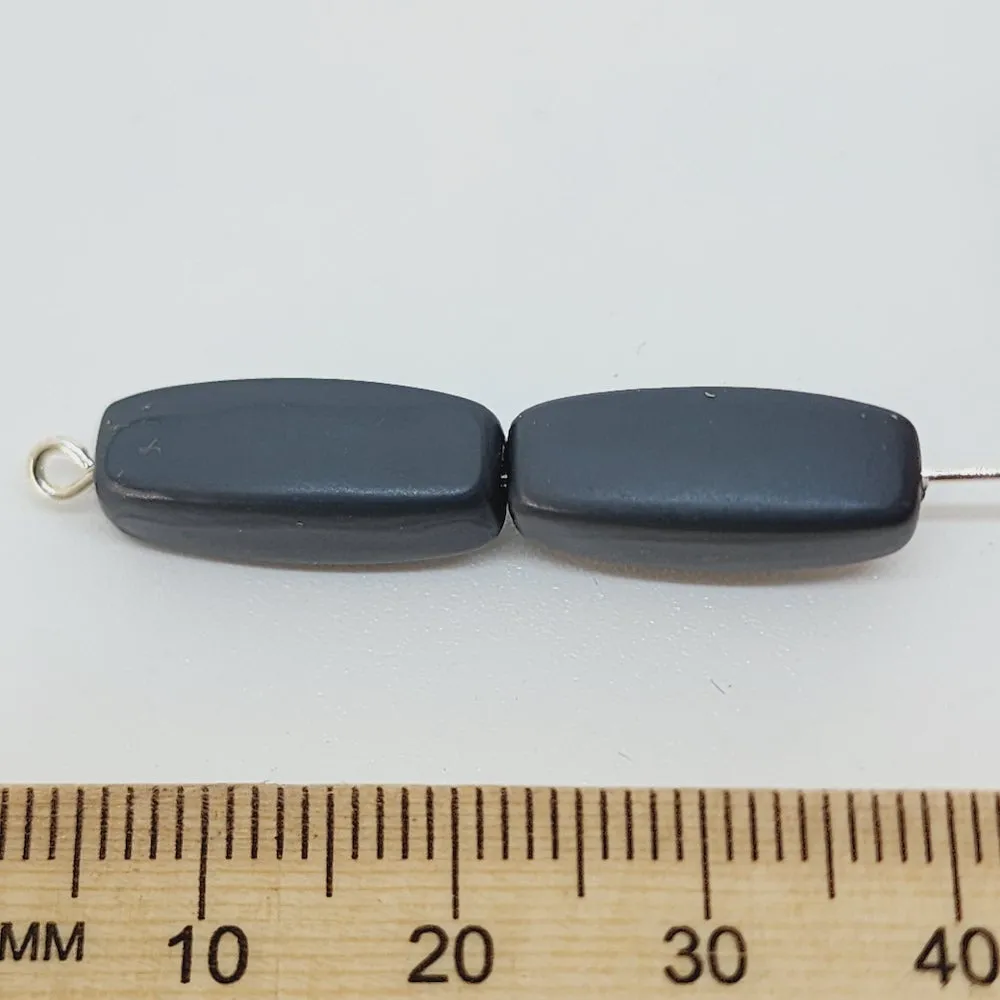 17x7mm Rectangle Tube (50) - Dark Grey - Pottery Look Lucite Beads - Matte