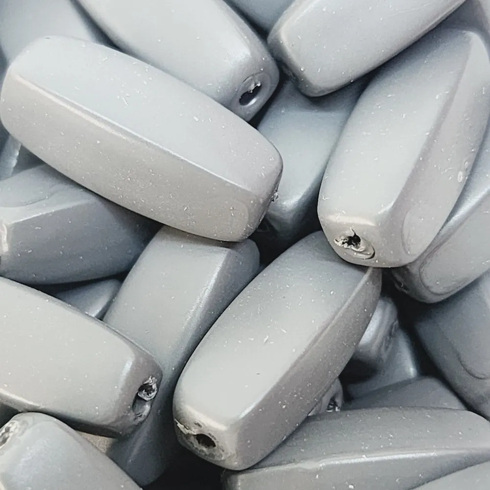 17x7mm Rectangle Tube (50) - Dark Grey - Pottery Look Lucite Beads - Matte