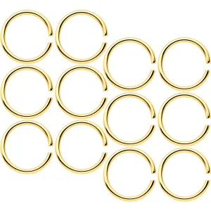 18 Gauge 5/16 Gold Tone Anodized Seamless Circular Ring Set of 12