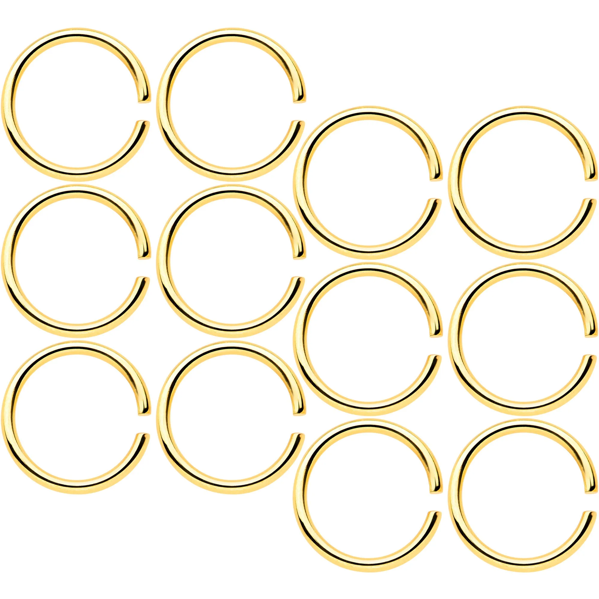 18 Gauge 5/16 Gold Tone Anodized Seamless Circular Ring Set of 12