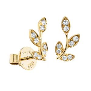 18ct Yellow Gold .24ct Diamond Laurel Earrings