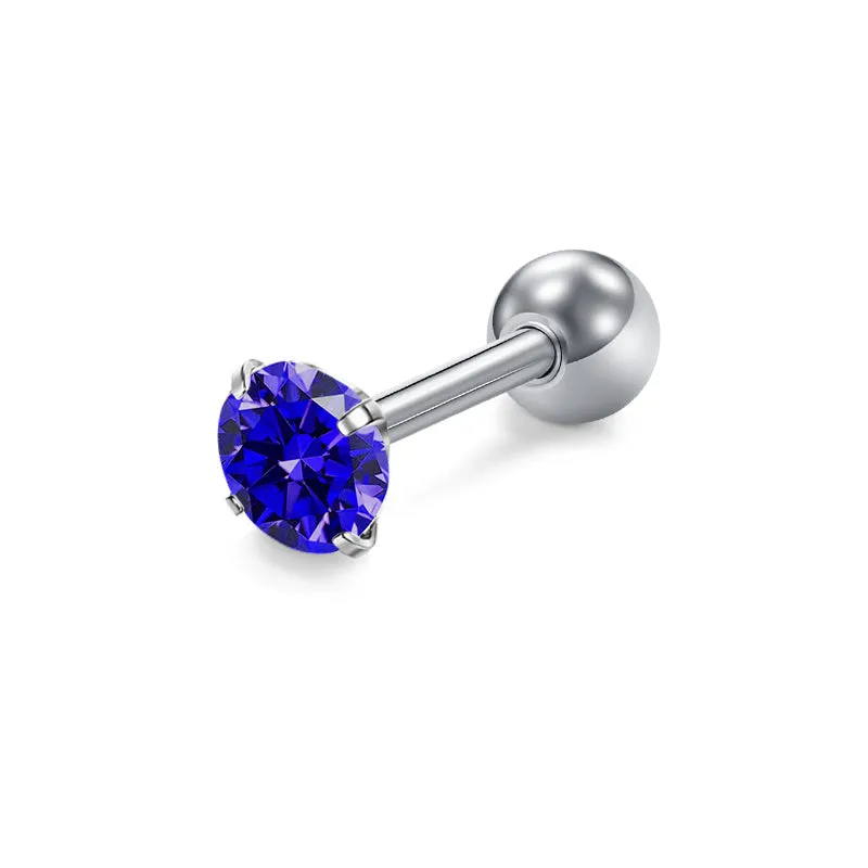 18g Tragus Earrings Studs Colorful CZ
