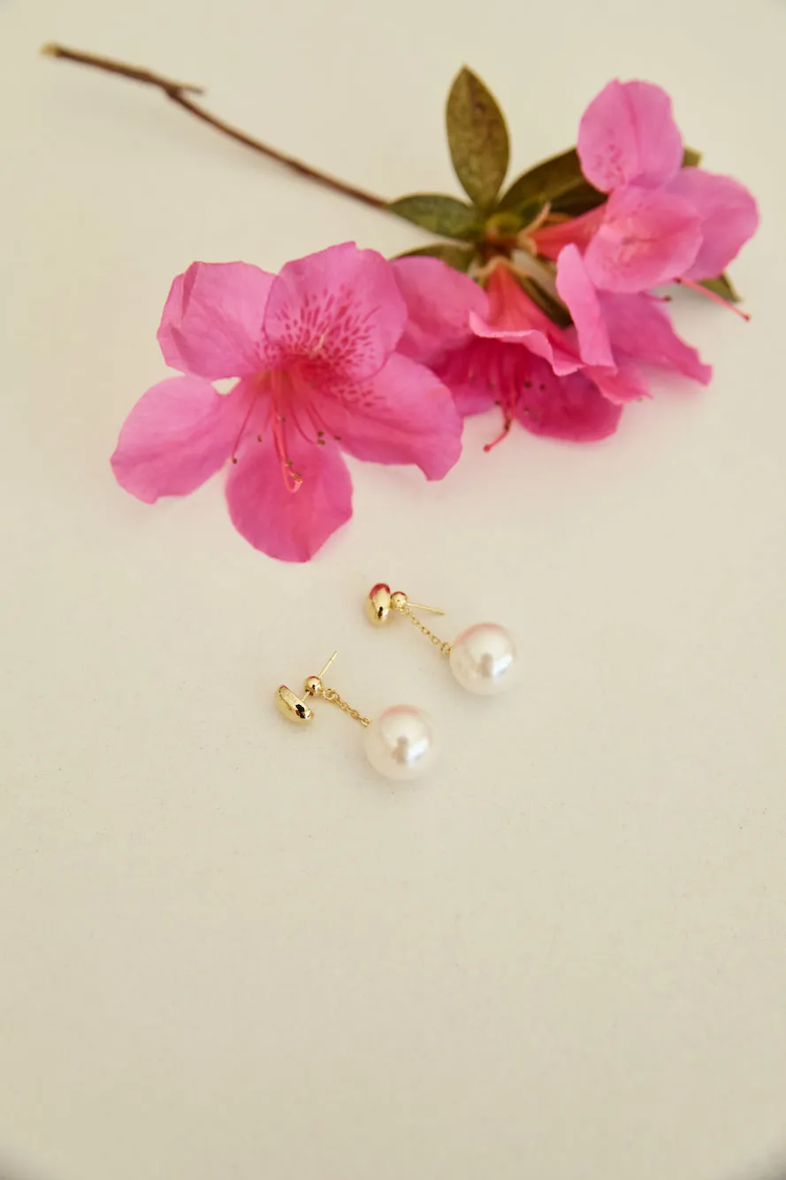 18k Gold Plated Pearl Drop Earrings Gold