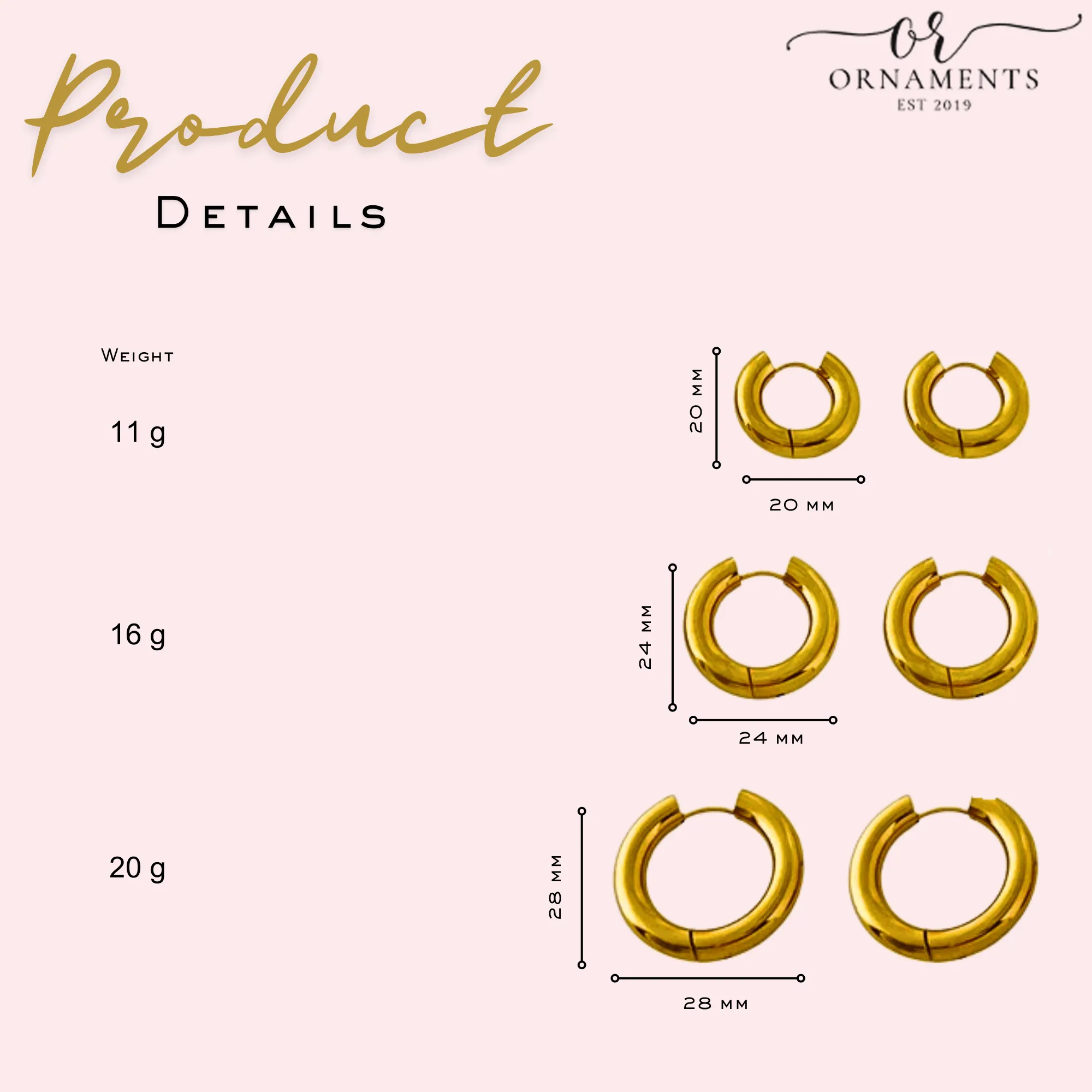 18K Gold Plated Stackable Hoop Earrings