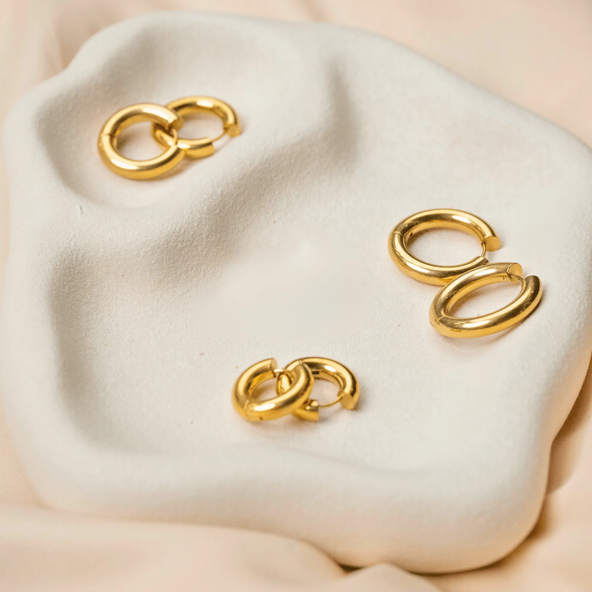 18K Gold Plated Stackable Hoop Earrings