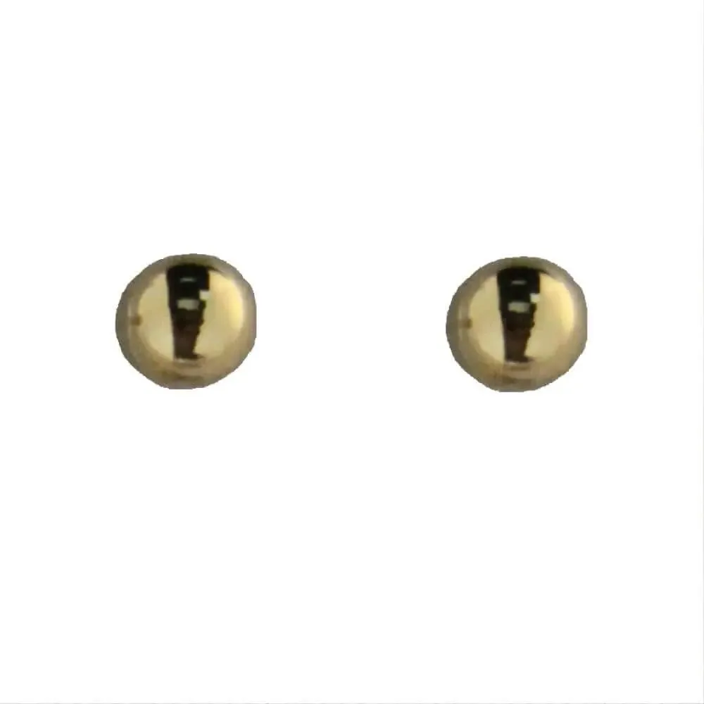 18K Solid Yellow Gold 4mm Ball Covered Screwback Earrings