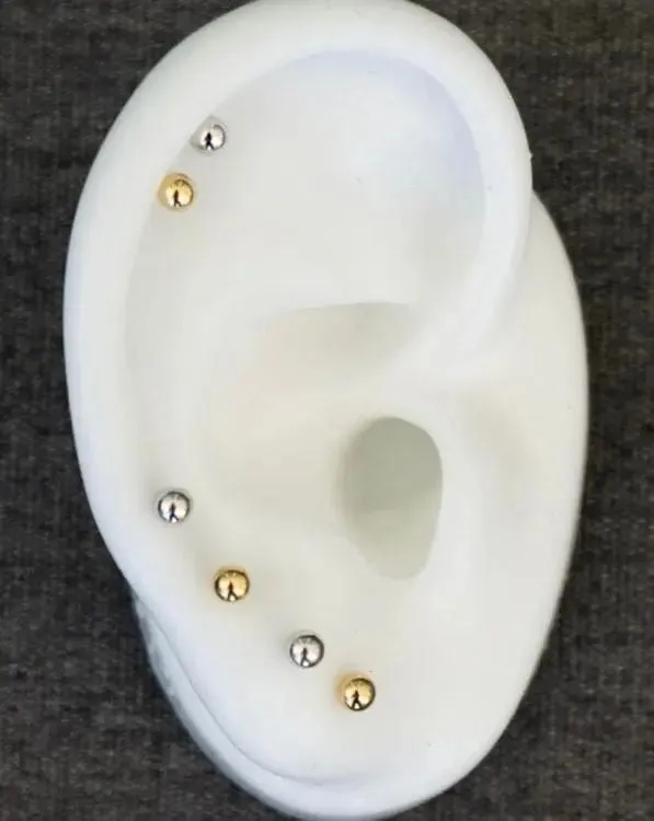 18K Solid Yellow Gold 4mm Ball Covered Screwback Earrings