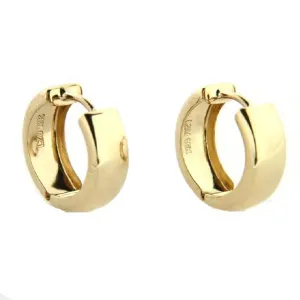 18K Solid Yellow Gold Polished Hinged Huggie Earrings