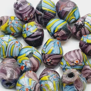 18mm Oval (5) - Millifiori - Glass Vintage Replica Trade Beads