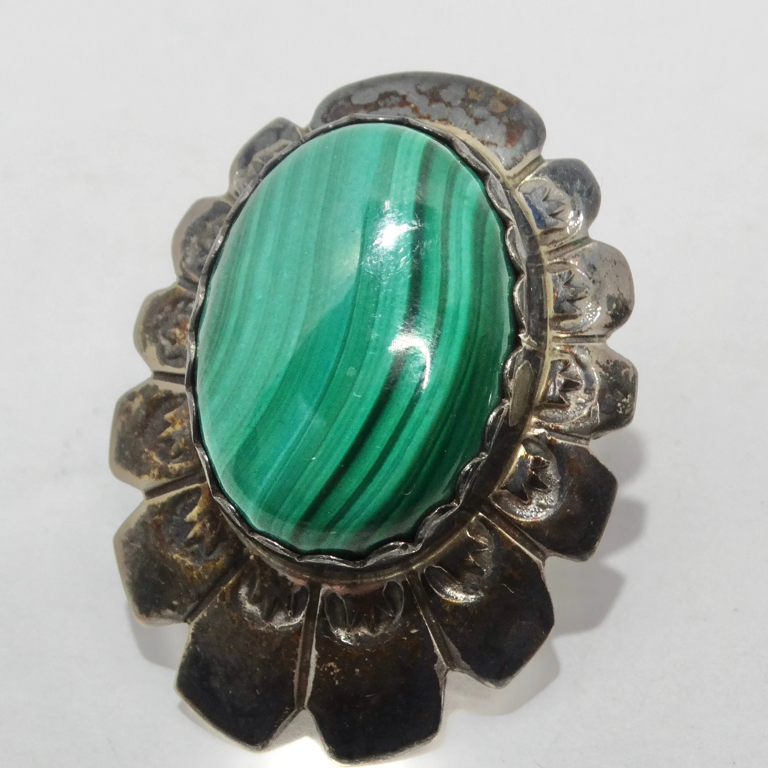 1960s Native American Silver Malachite Earrings