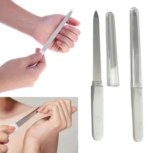 2 Pc Sapphire Nail Files With Cover Double Sided Manicure Diamond Emery Boards