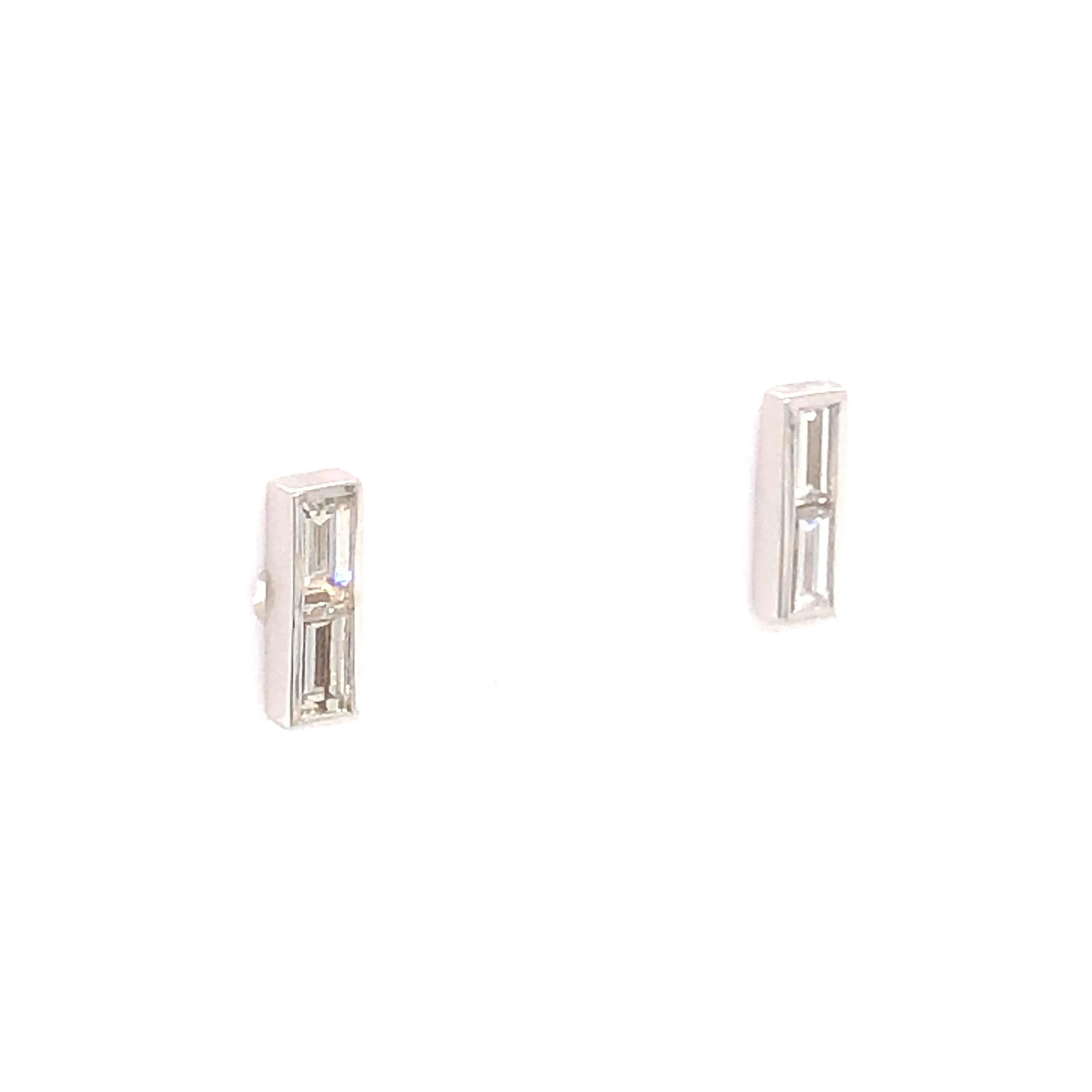 .32 Baguette Cut Diamond Stud Earrings 14K White Gold