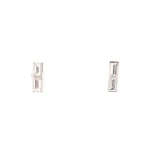 .32 Baguette Cut Diamond Stud Earrings 14K White Gold