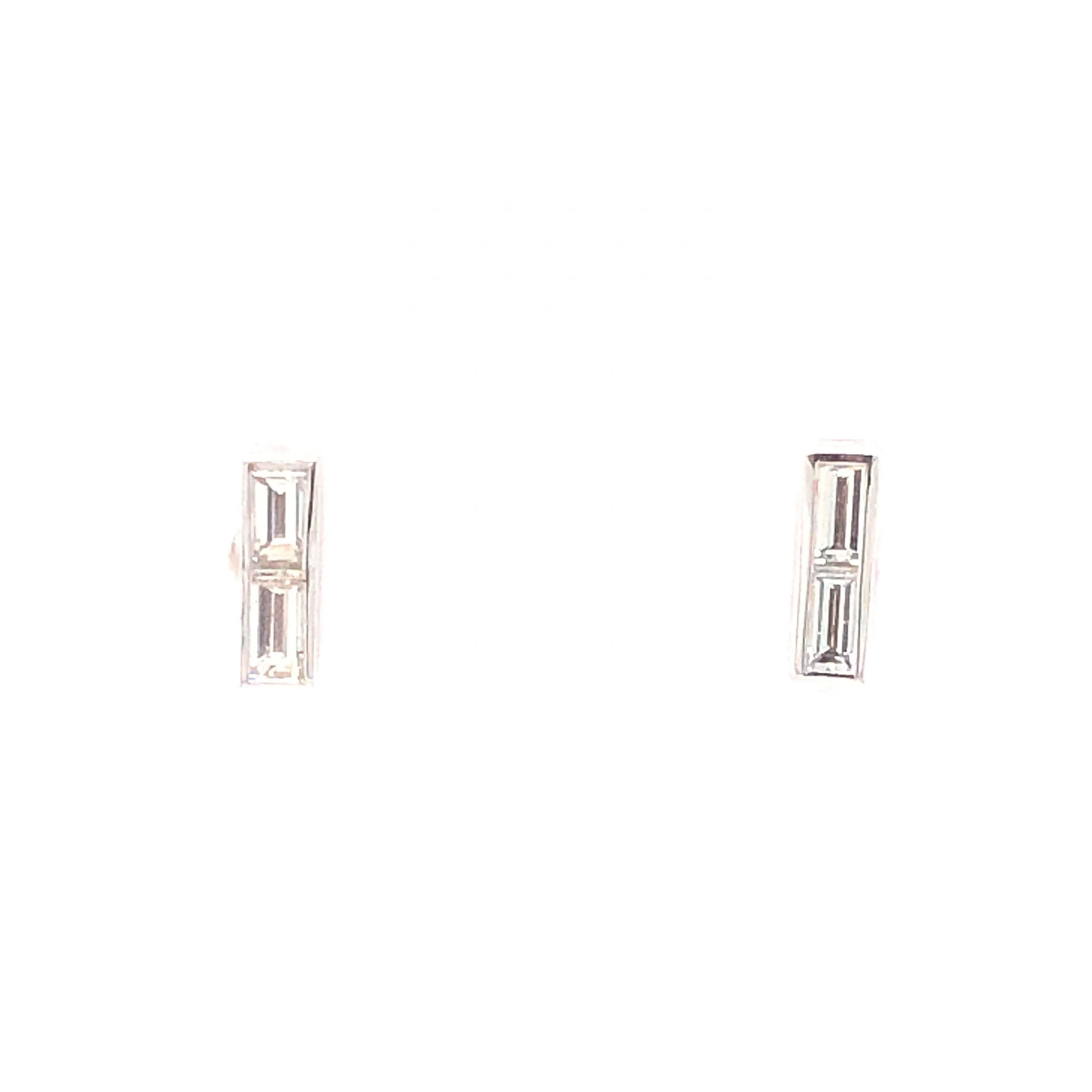 .32 Baguette Cut Diamond Stud Earrings 14K White Gold