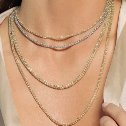 3.3mm Two Tone Fancy Iced Chain