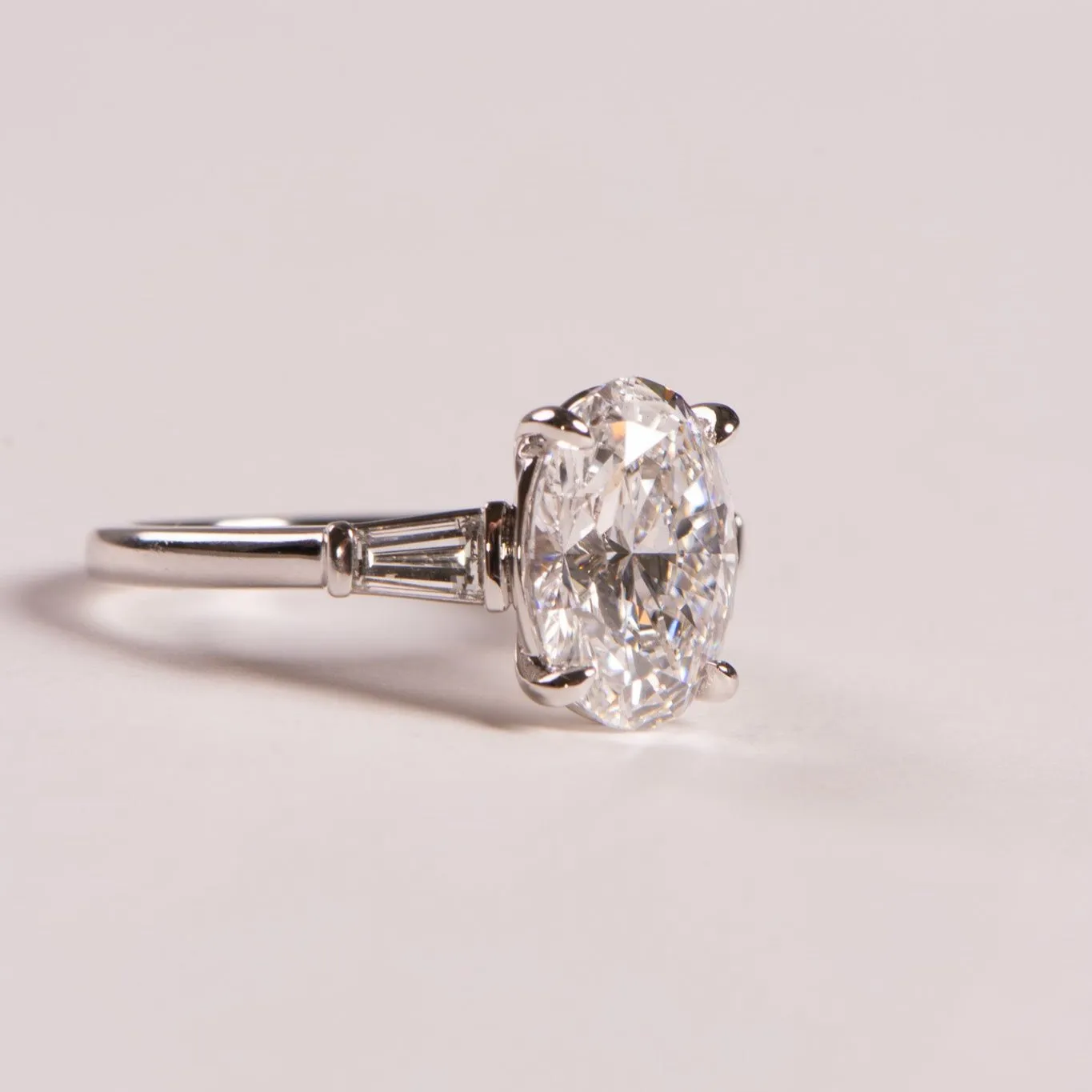 4.53ct Ophelia | Oval Cut Engagement Ring with Tapered Baguettes