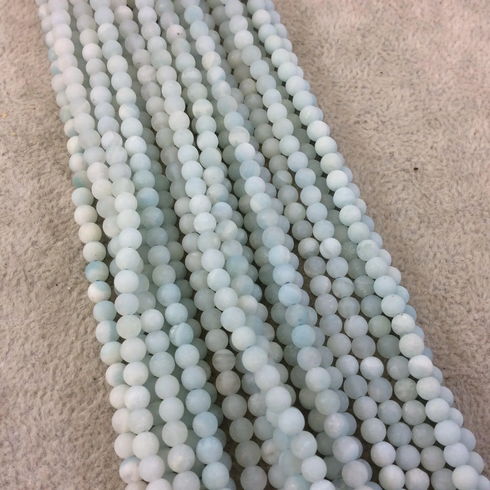 4mm Matte Smooth Round Blue-Green Amazonite Beads - 15.75" Strand (Approximately 106 Beads) - Natural Semi-Precious Gemstone